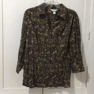 NWT Flower Crinkle Blouse Christopher & Banks New